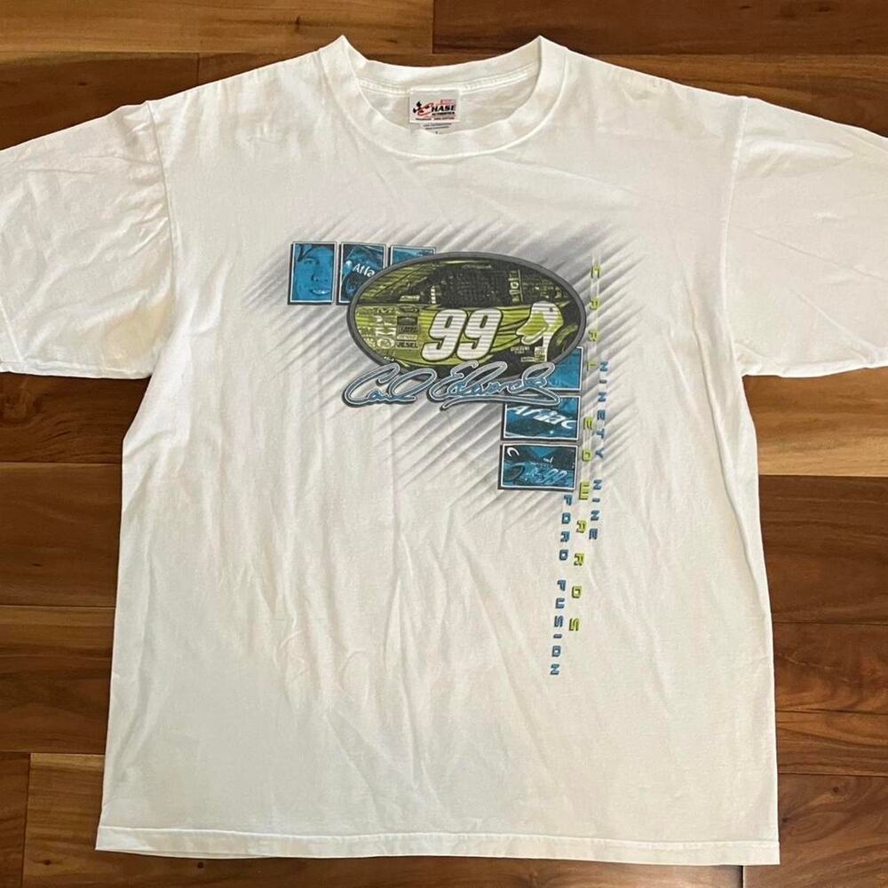 Vintage Y2K Nascar Carl Edwards  Racing Double Sided T-Shirt Sz Large Tee Ford
